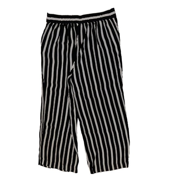 LOFT Fluid Wide Leg Crop Pants in Stripe Size Small - Picture 7 of 7